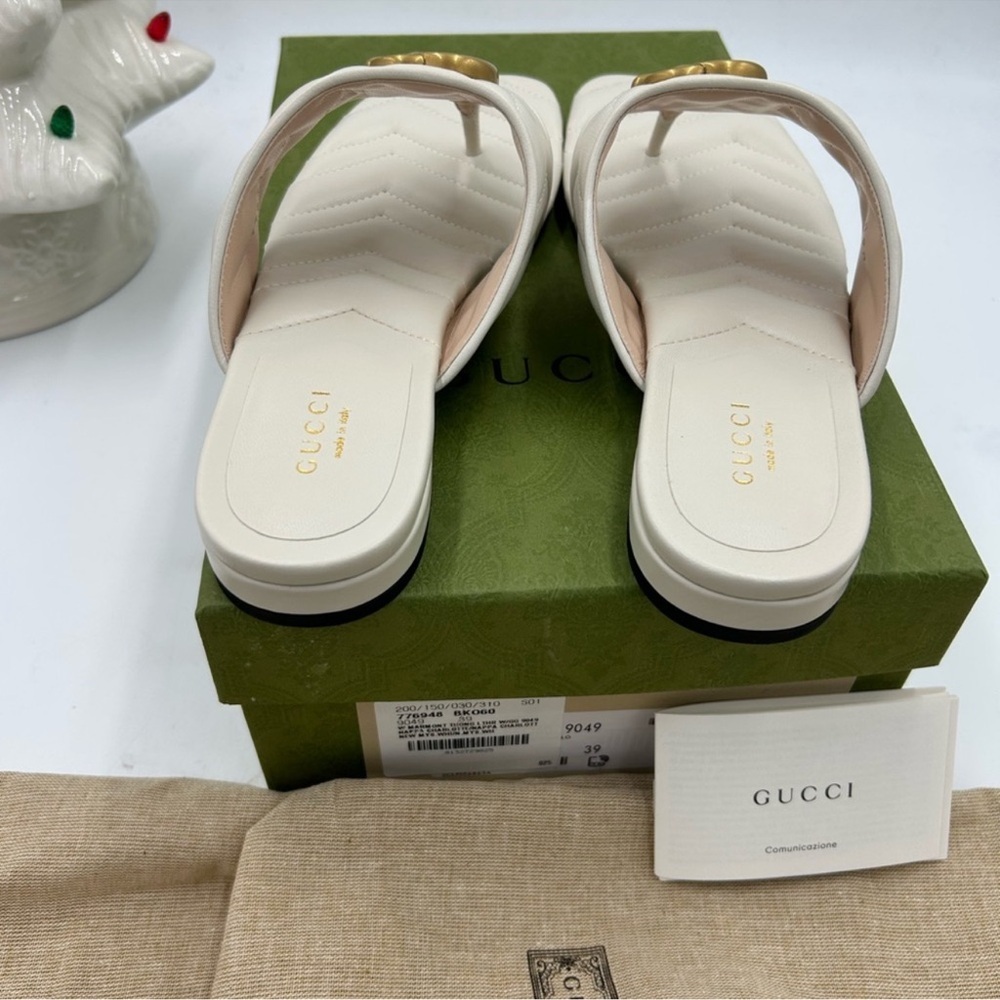 Women’s Gucci, quilted leather song sandals in Mystic white size 39 made Italy - Picture 7 of 10